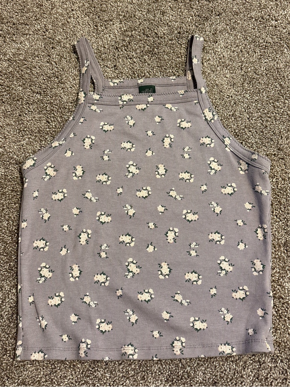 Purple floral cropped tank